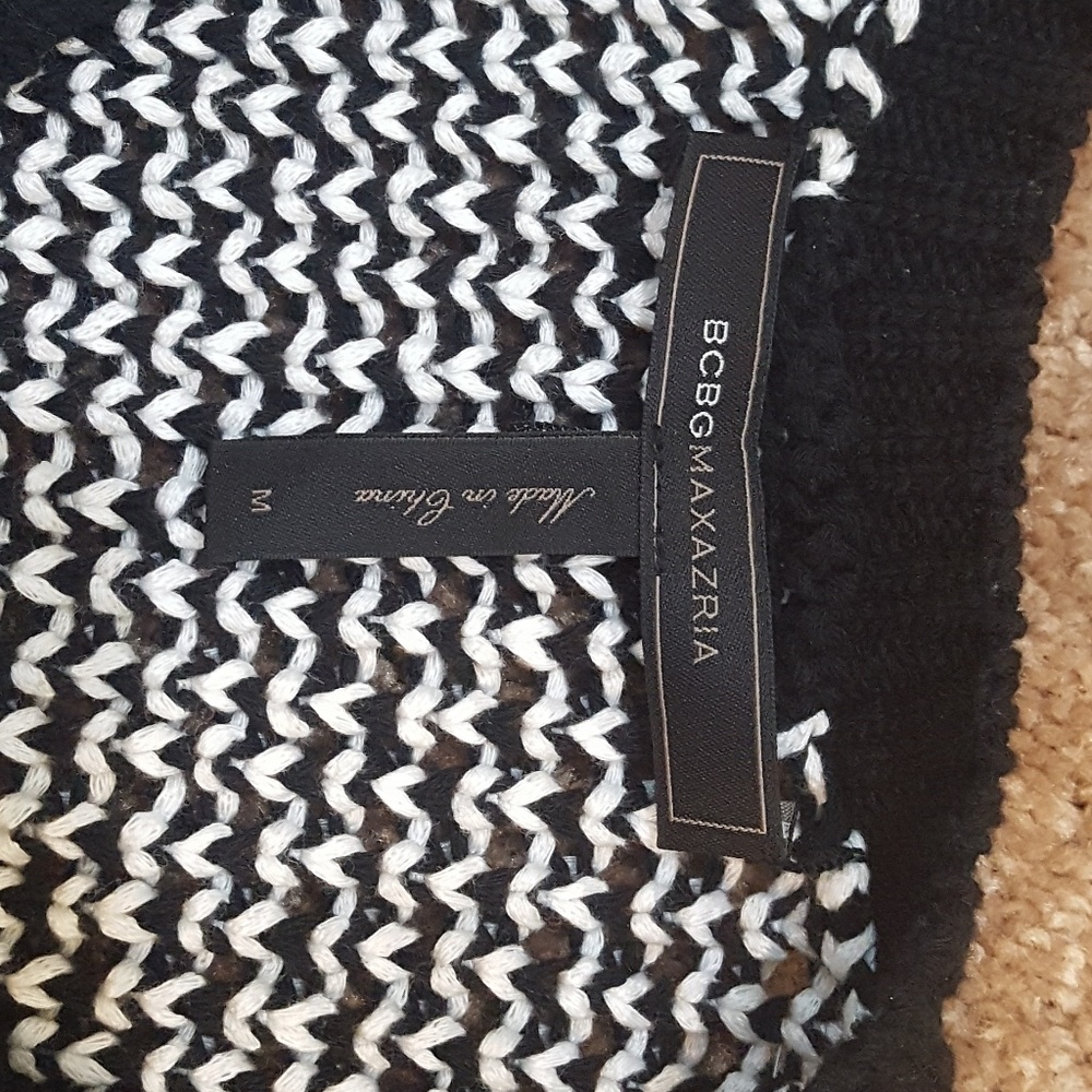BCBGmaxazria hi-lo knit sweater B&W - Picture 5 of 6